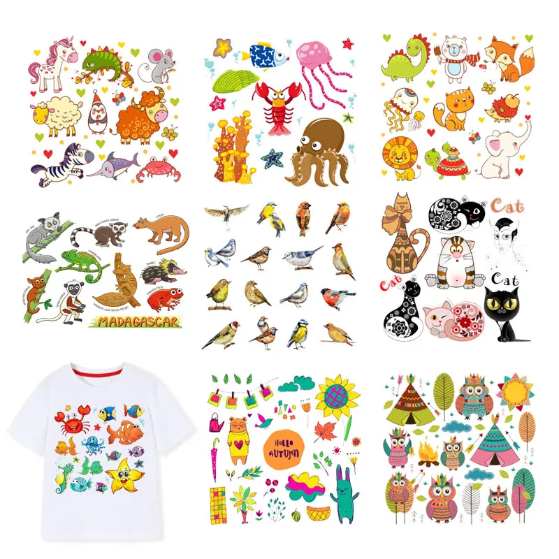 

Симпатичные нашивки с животными для мальчиков и девочек, подарок, украшение одежды, моющиеся виниловые термотрансферные значки, аксессуары...