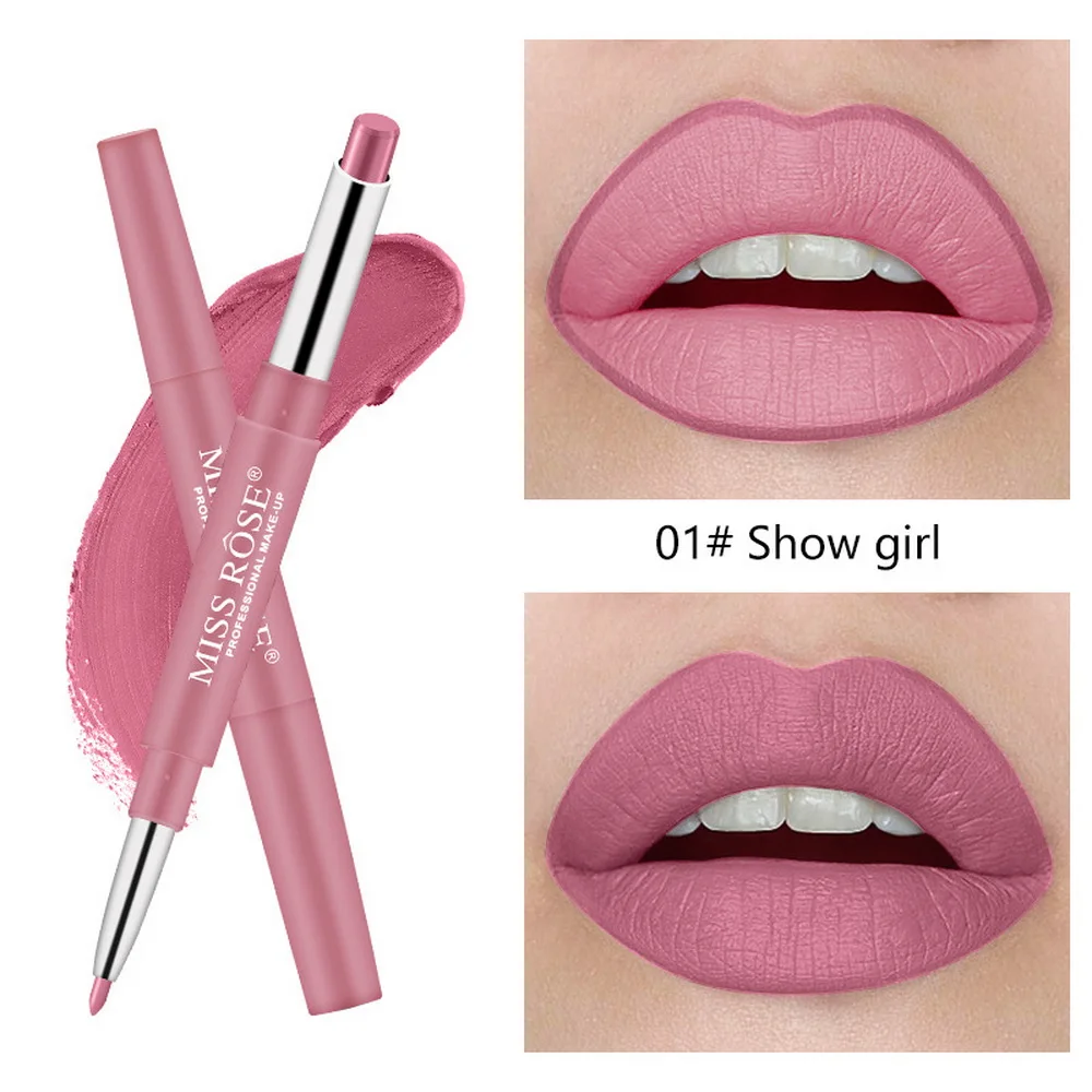 01 MISS ROSE, 14 цветов, двухконцевые помады, стойкая, водостойкая, профессиональная, увлажняющая, для губ, карандаш, матовая - Цвет: 01