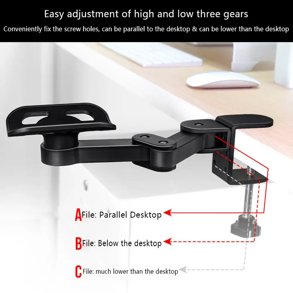 

Eshowee Adjustable Arm Rest For Desk Ergonomic Computer Desk Arm Full Motion Elbow Support With Clamp-On Base Steel Construction