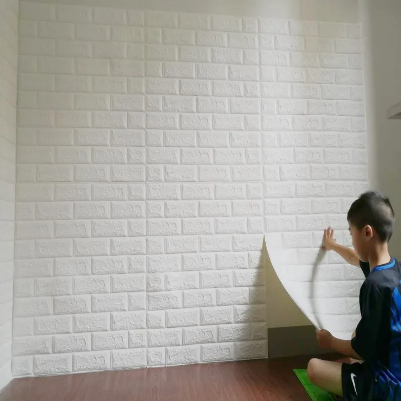 

3D Brick Wall Stickers DIY Foam Waterproof Wall Decor Wood House Kindergarten Wallpaper Kids Room Decor