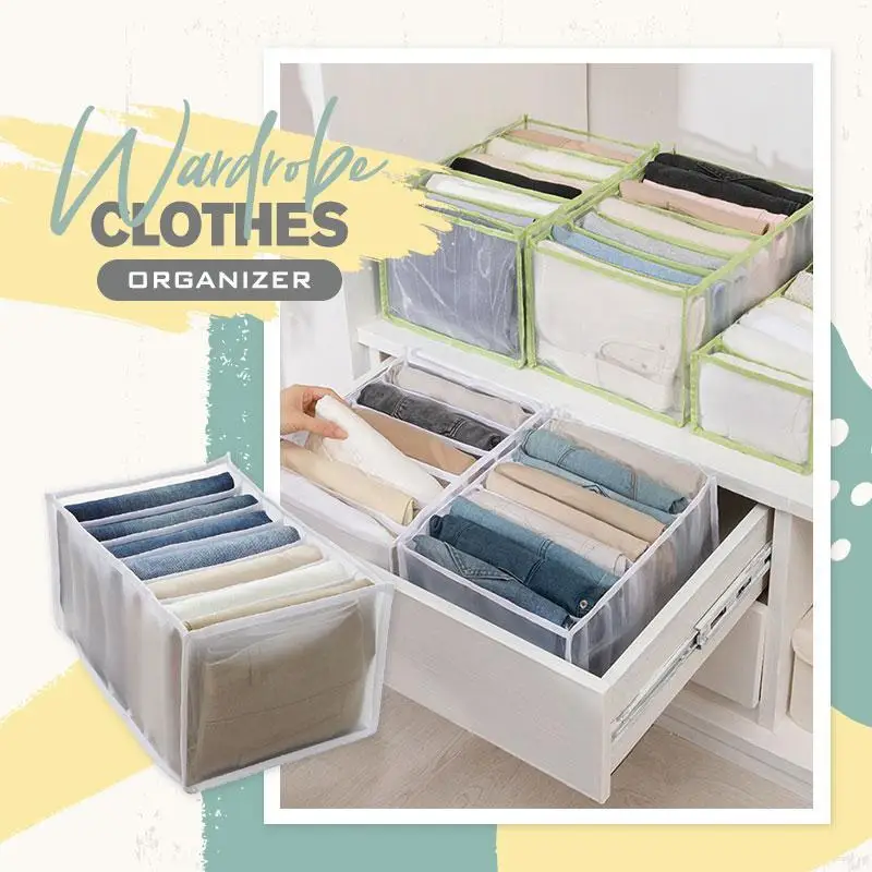 

7 Grid Compartment Bag Sorting Box T-Shirt Pants Divider Storage Cloth Closet Organizer Wardrobe Separation Nylon Mesh Drawer