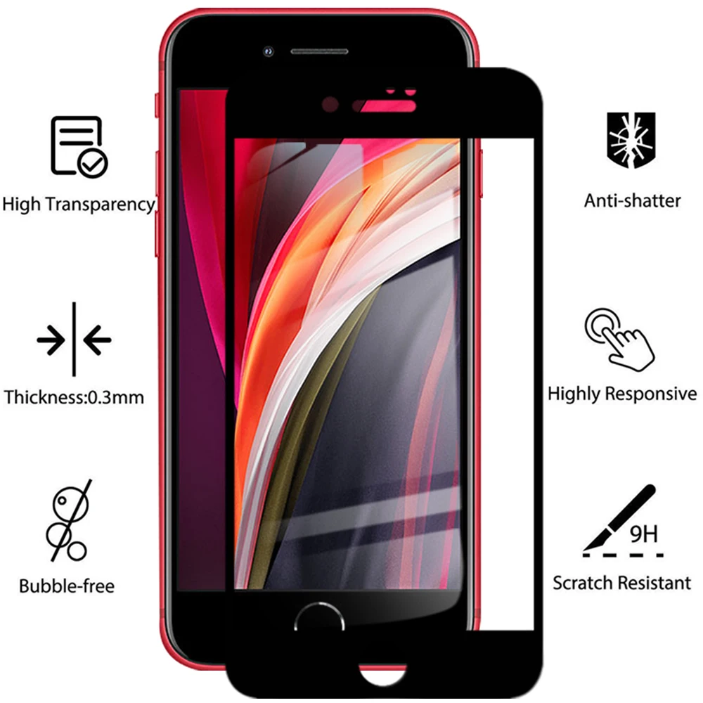 Защита экрана для iphone se 2020 7 8 plus se2 2 защитное стекло пленка iphone7 7plus 8plus iphone8