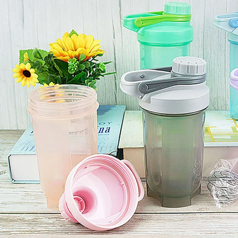 

500ml Shaking Cup Plastic Fitness Sports Water Cup Anti-spill Water Cups with Lid Pure Color Simple Shaking Cups 5Color Hot