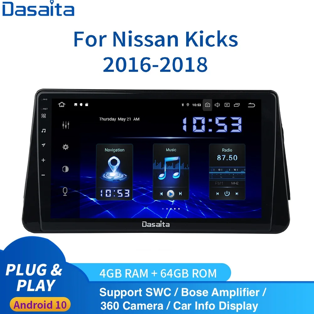 Автомагнитола Dasaita 10 2 дюйма 1DIN Android 0 для Nissan Kicks Micra GPS радио 2014 2015 2016 2017 4 ГБ 64 MTCE/MTCD