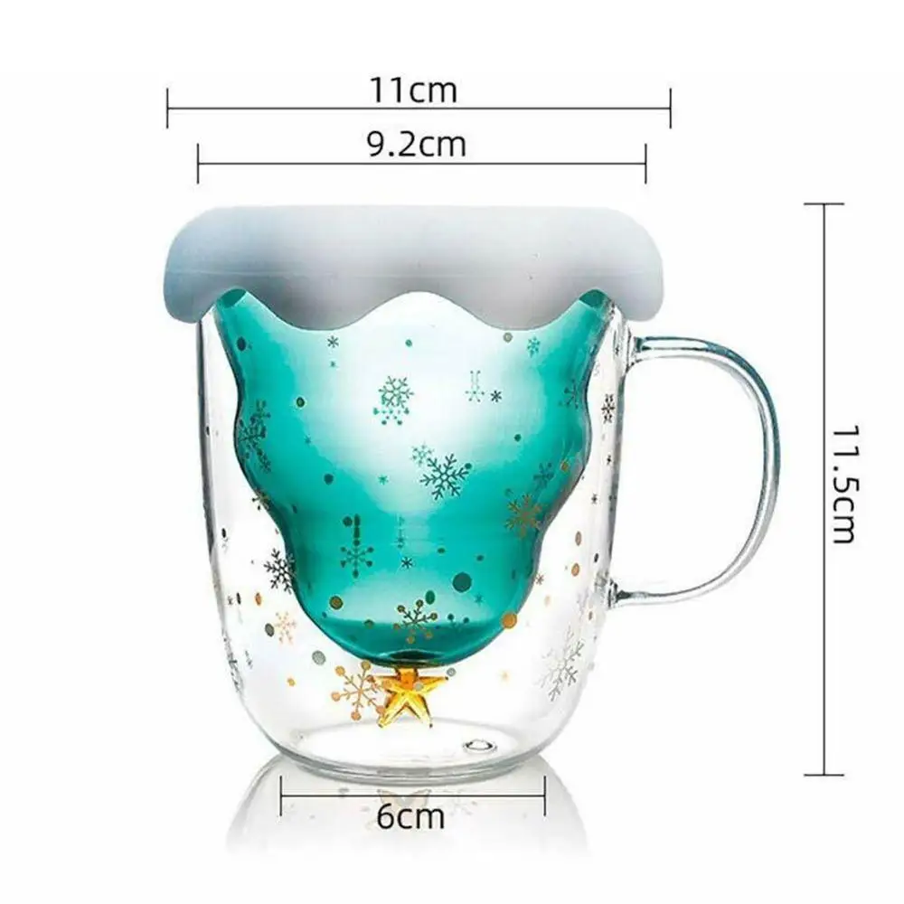 Рождественская двухслойная стеклянная чашка елка звездная желаний стеклянные