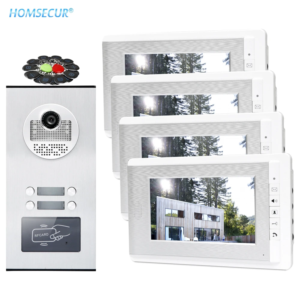 HOMSECUR 4 провода 7 &quotвидео домофон система вызова с функцией отключения звука 680TVLine