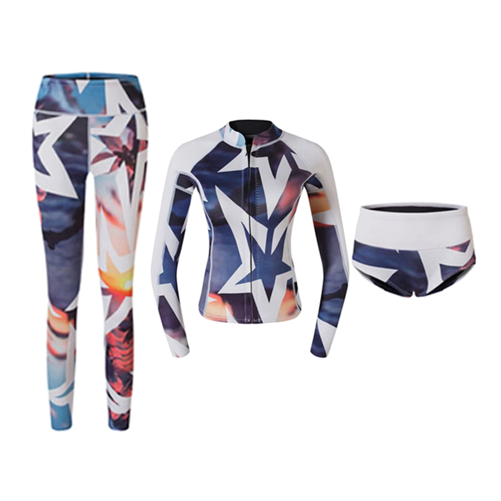 

3pcs Women Wetsuit UPF50+ Diving Suit Jacket Surfing Dive Skin Shorts Beach