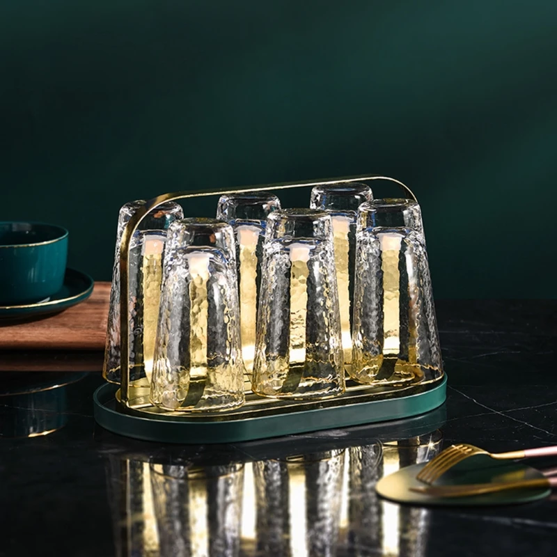

Cup Drying Rack with Drain Tray Cup Drainer Metal Bottle Drying Organizer for 6 Cups or Household Kitchen Desktop Storage