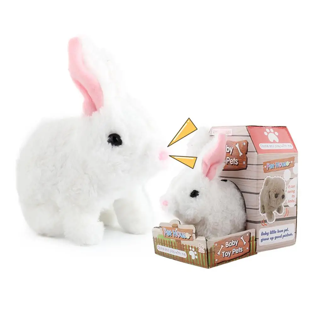 Plush Bunny With Cute Scarf Accessories Battery Operated Hopping Rabbit Interactive Toy Limbs Will Walk For Children Boy Girls | Игрушки и