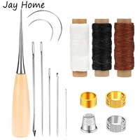 leather sewing craft waxed thread cord hand sewing needle awl thimble leather working tools for stitching punching cutting