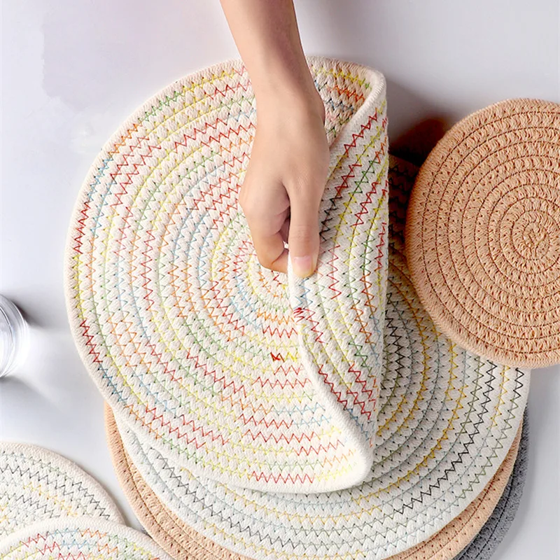 Хлопчатобумажная ткань Радужный коврик для сковороды обеденный стол