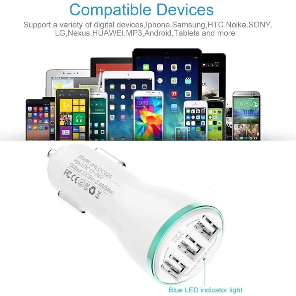 Мобильный телефон зарядное устройство быстрый USB автомобильный адаптер 3.4A 3