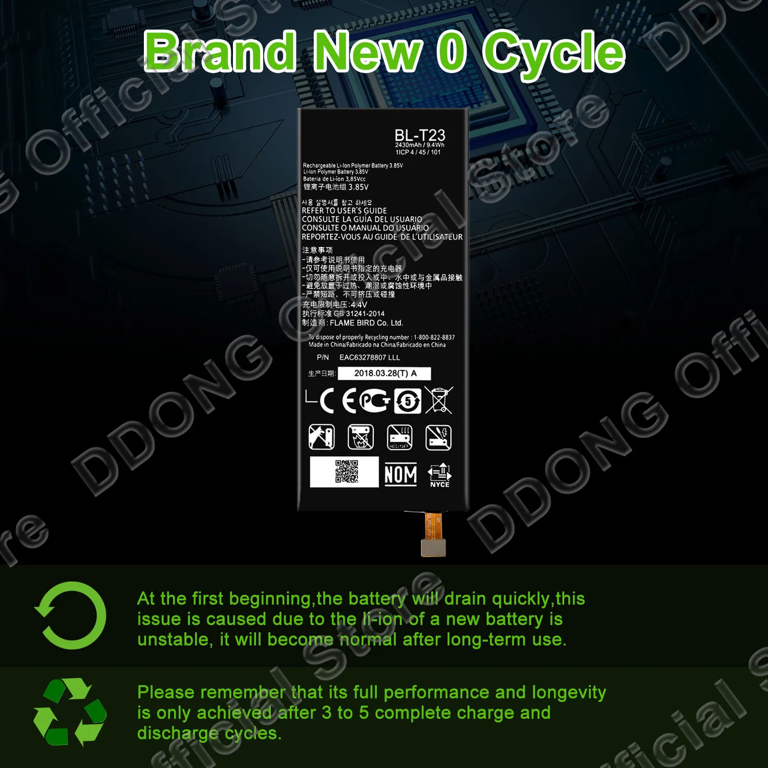 

Replacement Battery BL-T23 For LG K580 K580F K580I K580DS K580Y F690 Battery With Tool Kit