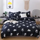 Комплект постельного белья с черным принтом панды для мальчиков и детей, пододеяльник, простыня, наволочка, постельное белье, двойное постельное белье