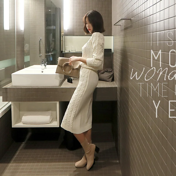 2019 осенне зимние женские теплые костюмы из 2 предметов с юбкой Новый Модный