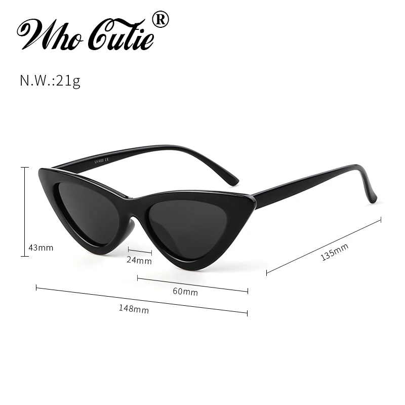 Женские винтажные солнцезащитные очки WHO CUTIE брендовые дизайнерские кошачий глаз