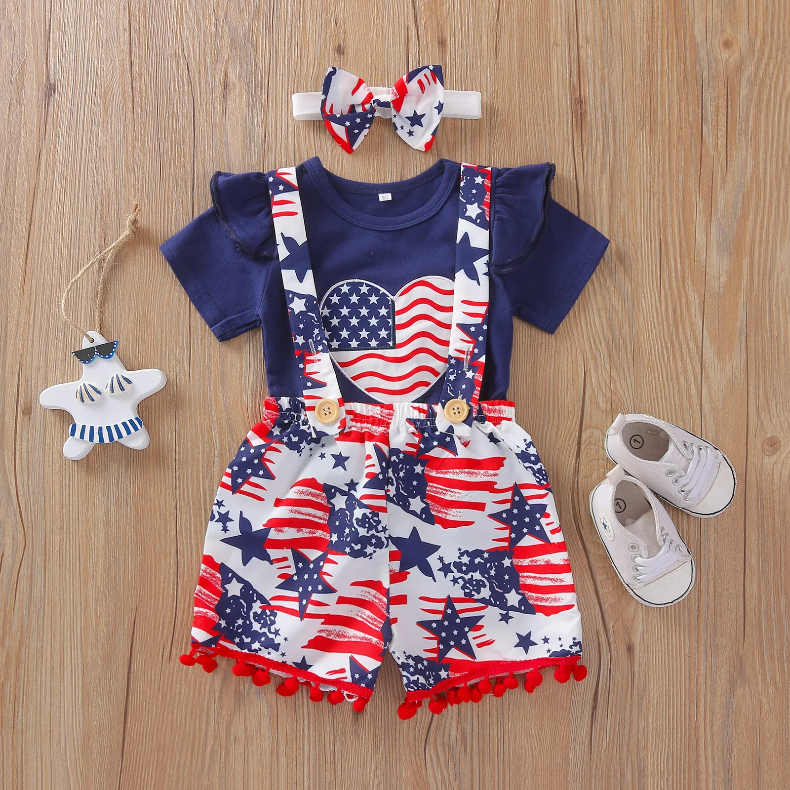 

2021 для новорожденных для маленьких девочек одежда; Американский стиль 4th of July наряды для маленьких мальчиков фон для фотографирования новор...