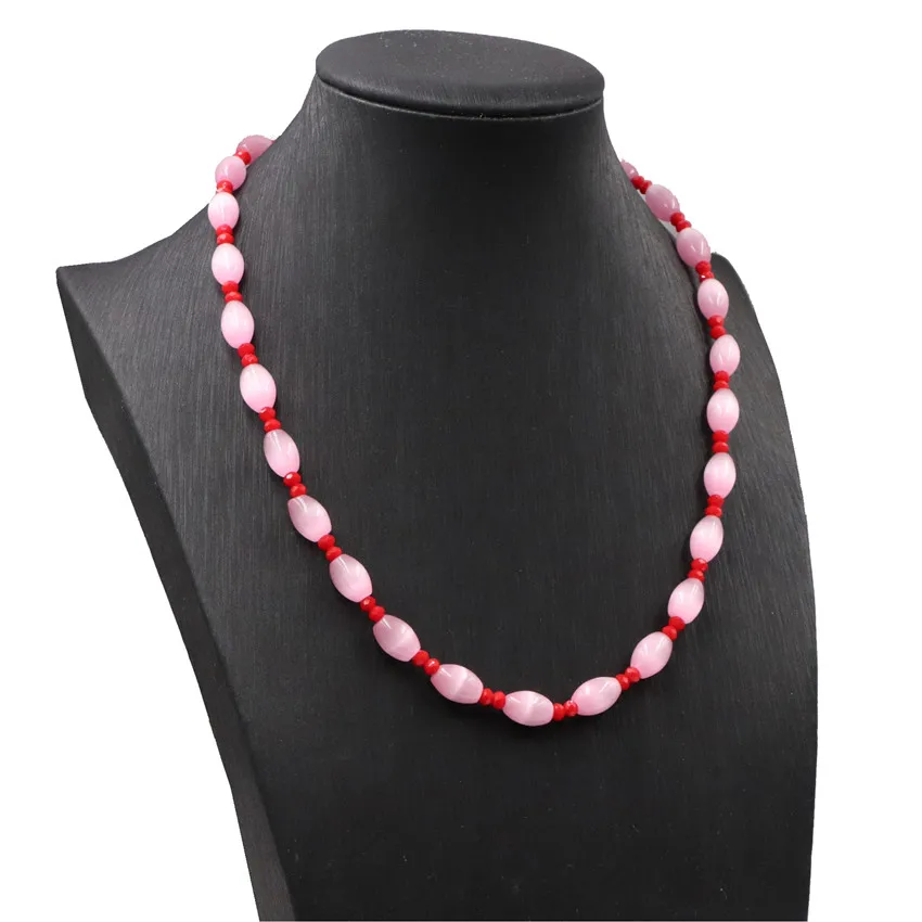 Ожерелье-чокер в стиле бохо для женщин колье из розового камня кошачий глаз с