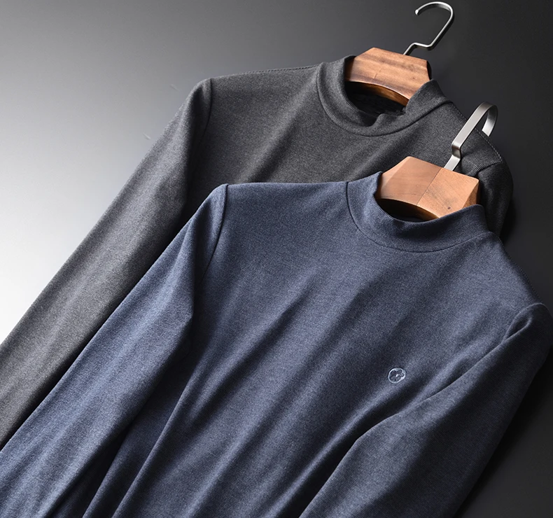 

Мужская водолазка, полуфутболки, роскошные мужские футболки с длинным рукавом и вышивкой, тонкие мужские футболки размером 4xl на зиму и осен...