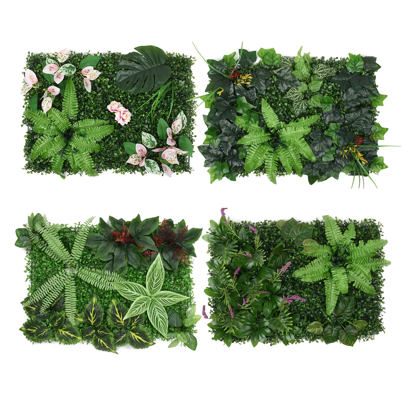 

Artificial Plant Foliage Hedge Grass Flower Mat Green Panel Decor Wall Fence Carpet Real Touch Lawn Moss Fake Grass Mat
