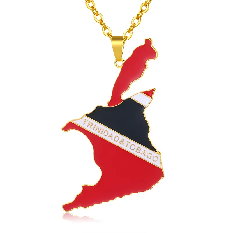 

BIG PENDANT Trinidad and Tobago Map/Flag Necklaces For Women/Men Gold Color Trinidad Country Jewelry Gift Bijoux Femme jewelry