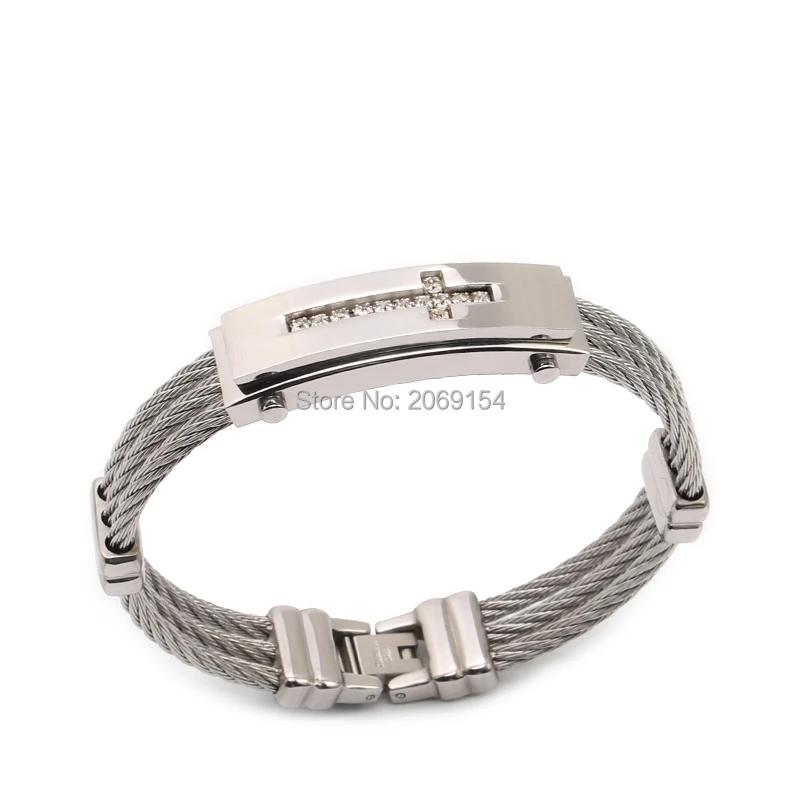 Браслет мужской из нержавеющей стали Ювелирное Украшение с подвеской крестом