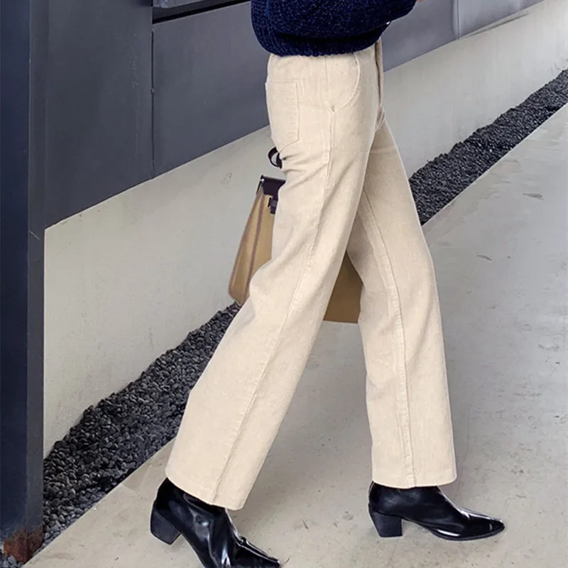 HziriP OL Casual High Waist Straight Pants Women Bottoms Autumn Winter Corduroy Grandma Pants Loose Trousers Plus Size S-4XL image 3