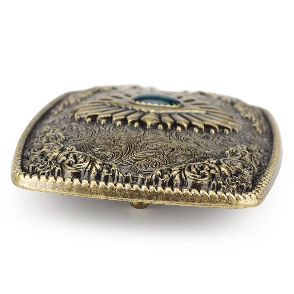 Bronze Sapphire Blue Belt Buckle Exquisite Decorative Pattern for Ｍen Cowboy Big |