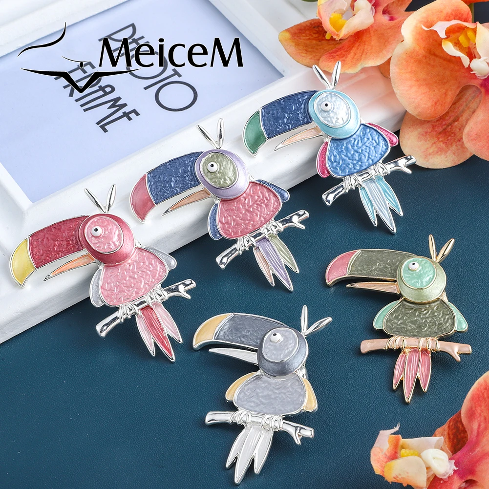 Новинка 2021 модная женская брошь MeiceM с магнитной пряжкой в виде дятла Роскошные