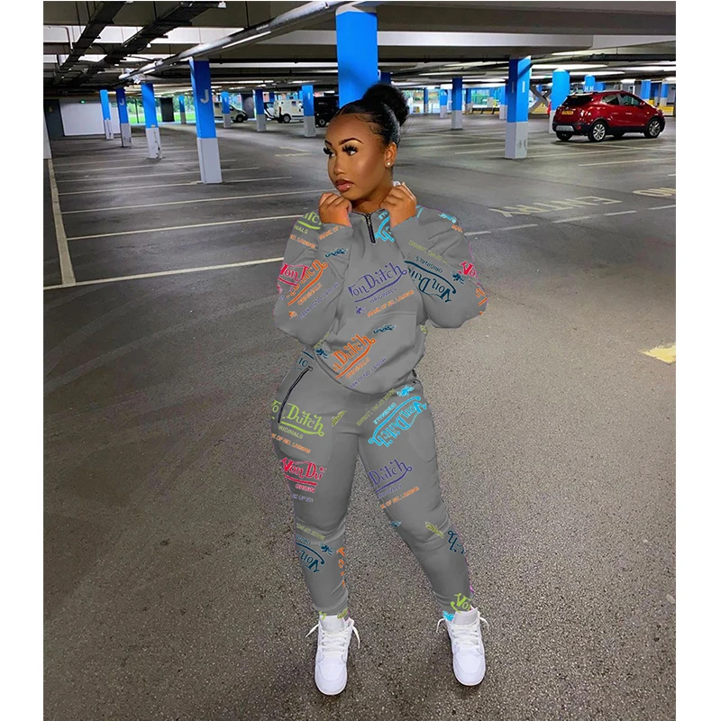 

SONDR Sweatshirt Top Women Zipper Long Sleeve Top Pink Tracksuit + Pants Two Piece Set Sportswear Suit