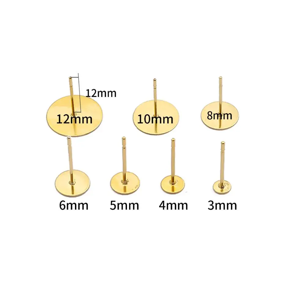 20-100pcs Stainless Steel Blank Earring Stud Base Fit 3 4 5 6 8 10 12mm Cabochon Cameo Settings DIY Jewelry Making Findings | Украшения и