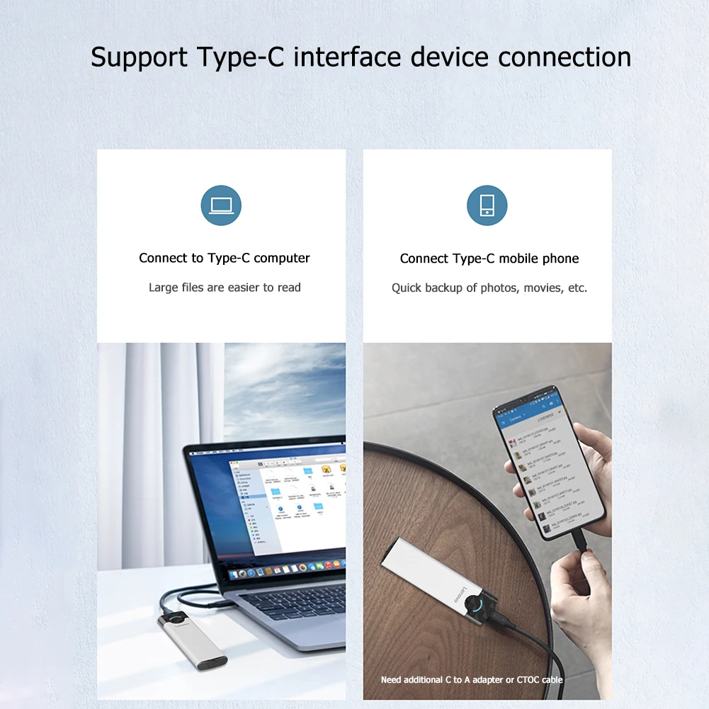 Lenovo M2 SSD корпус USB 3 1 Gen2 Тип C внешний SDD для M.2 NGFF SATA B + M ключ/NVME PCIE ключ жесткий диск