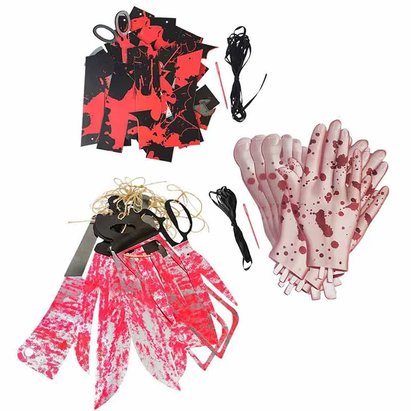 Страшная кровавая гирлянда на Хэллоуин дневные флаги страшные ножи Бумажная с