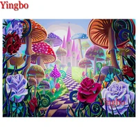 5d diy diamond embroidery cartoon mushroom forest castle landscape mosaic kit diamond painting full square round drill
