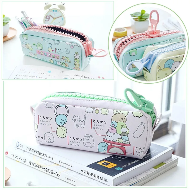 Креативный простой милый чехол из искусственной кожи на большой молнии с