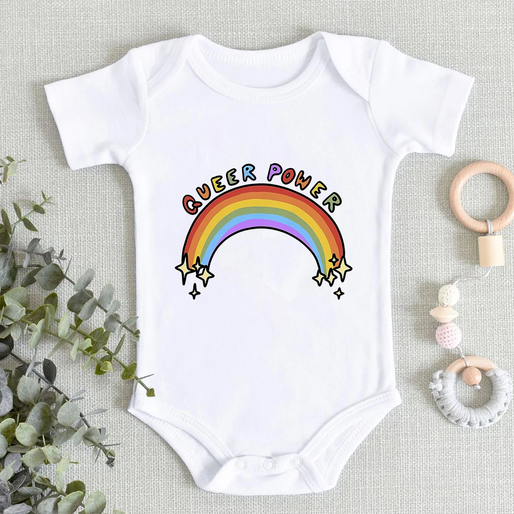 

Эстетическая одежда Queer Power с радужным принтом, Осеннее повседневное крутое боди для новорожденных девочек, модная уличная одежда, боди для ...