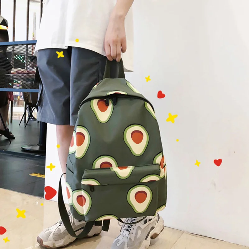 Милый рюкзак модный нейлоновый с фруктовым принтом Женский Большой Школьный для