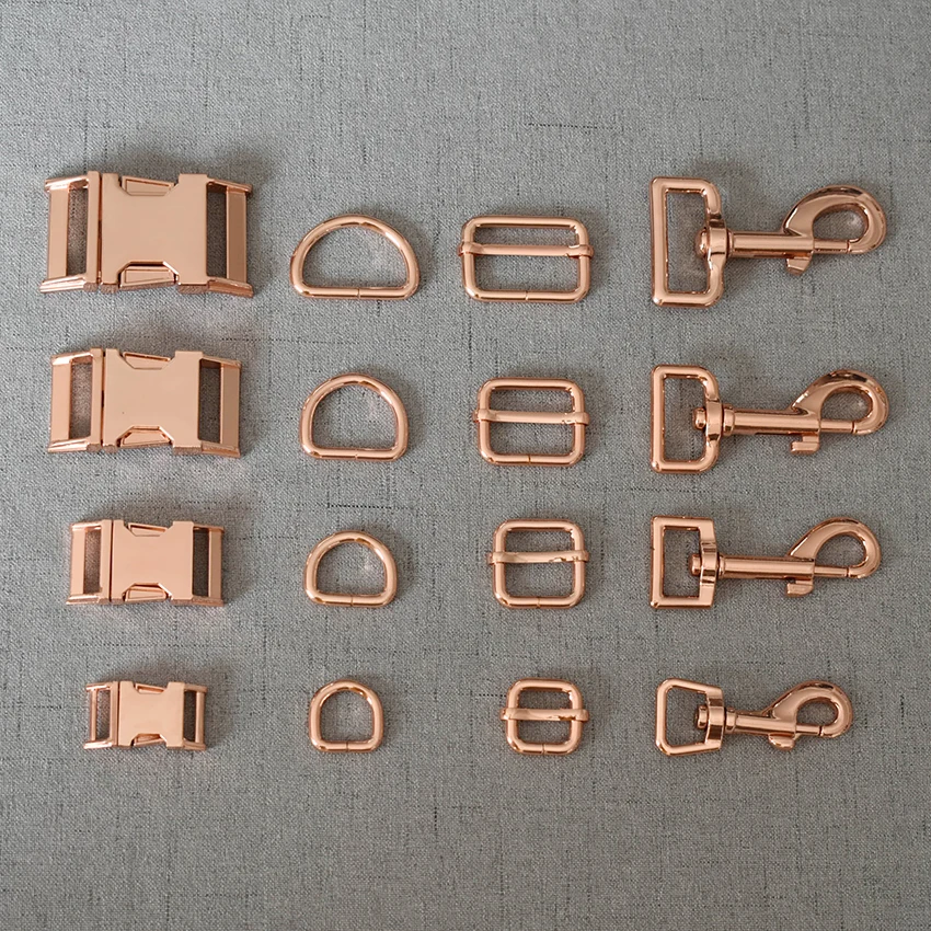 

1 Set 15mm 20mm 25mm 32mm Metal D Ring Side Release Buckle Snap Hook Slider For Pet Dog Collar Leash Leads Lock Lobster Clasp