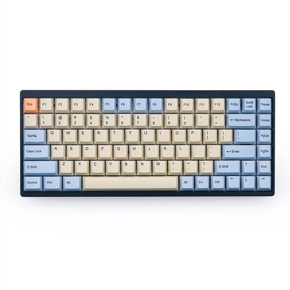 

Milk White Blue PBT Keycaps For 61 63 67 68 84 87 BELLA Left Shift 64 Layout Cherry Mx Switch Mechanical Keyboard OEM Key Caps