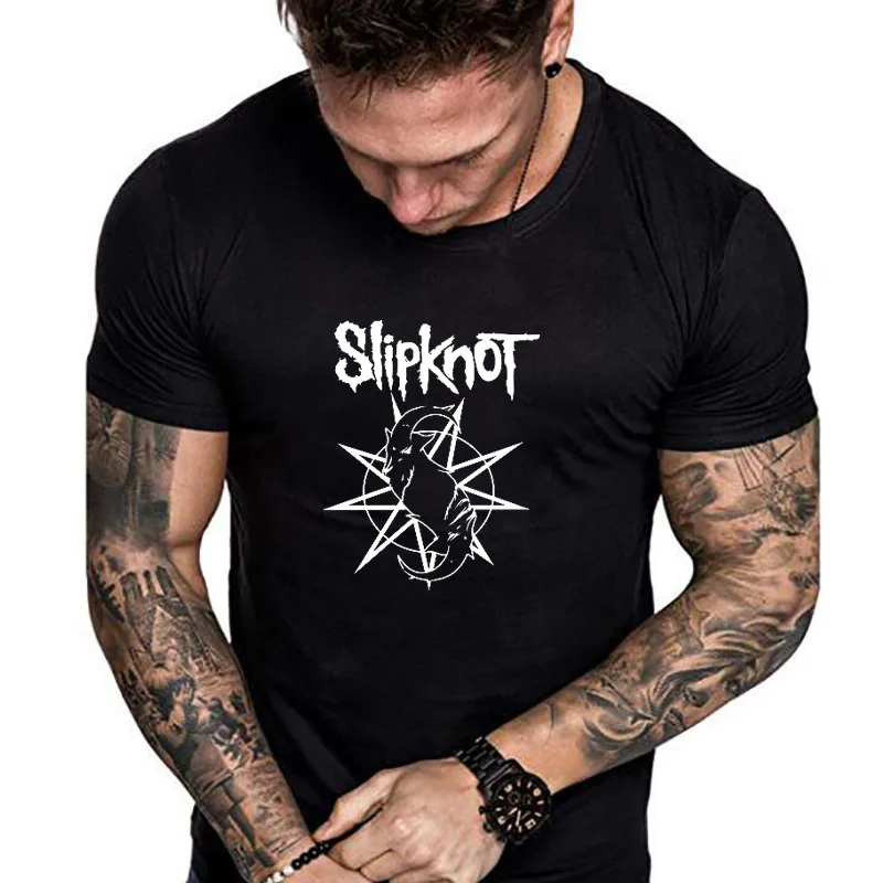Мужская футболка с принтом Slipknot хлопковая коротким рукавом мужская спортивная