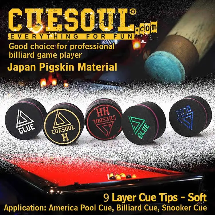 

Free Shipping Cuesoul 6pcs/set 14MM S Baked Pig Suede Billiard Cue Tip, Pool Cue Tip, Snooker Cue tip