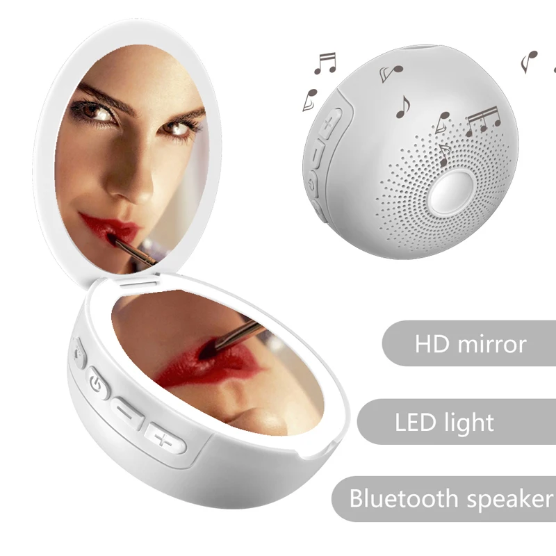 

Pocket Bluetooth Speaker with Led Mirror 3 in 1 Fill Light & Makeup Mirror USB Rechargeable Led Ring Light Speakers caixa de som