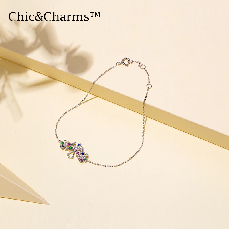 Шикарные и очаровательные браслеты 9K & 14K из настоящего белого золота женские с