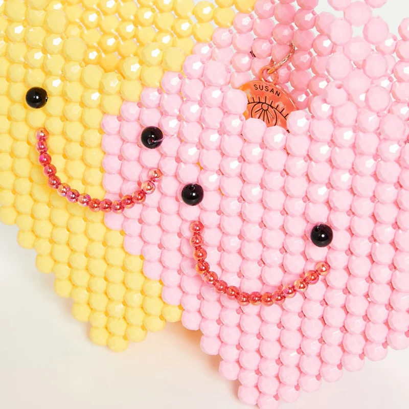 Сумка в форме сердца с улыбающимся лицом модная новая сумка жемчугом ручной