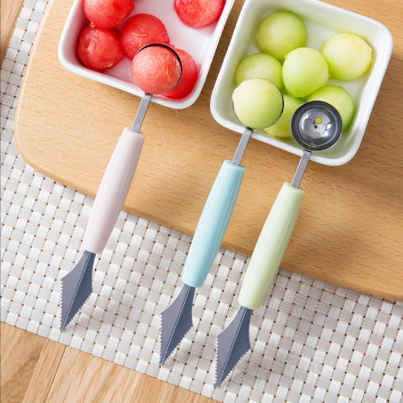 

2 Pcs Fruit Platter Carving Knife Melon Spoon Ice Cream Dig Scoop Watermelon Kitchen DIY Cold Dishes Gadgets Slicer Tools Home
