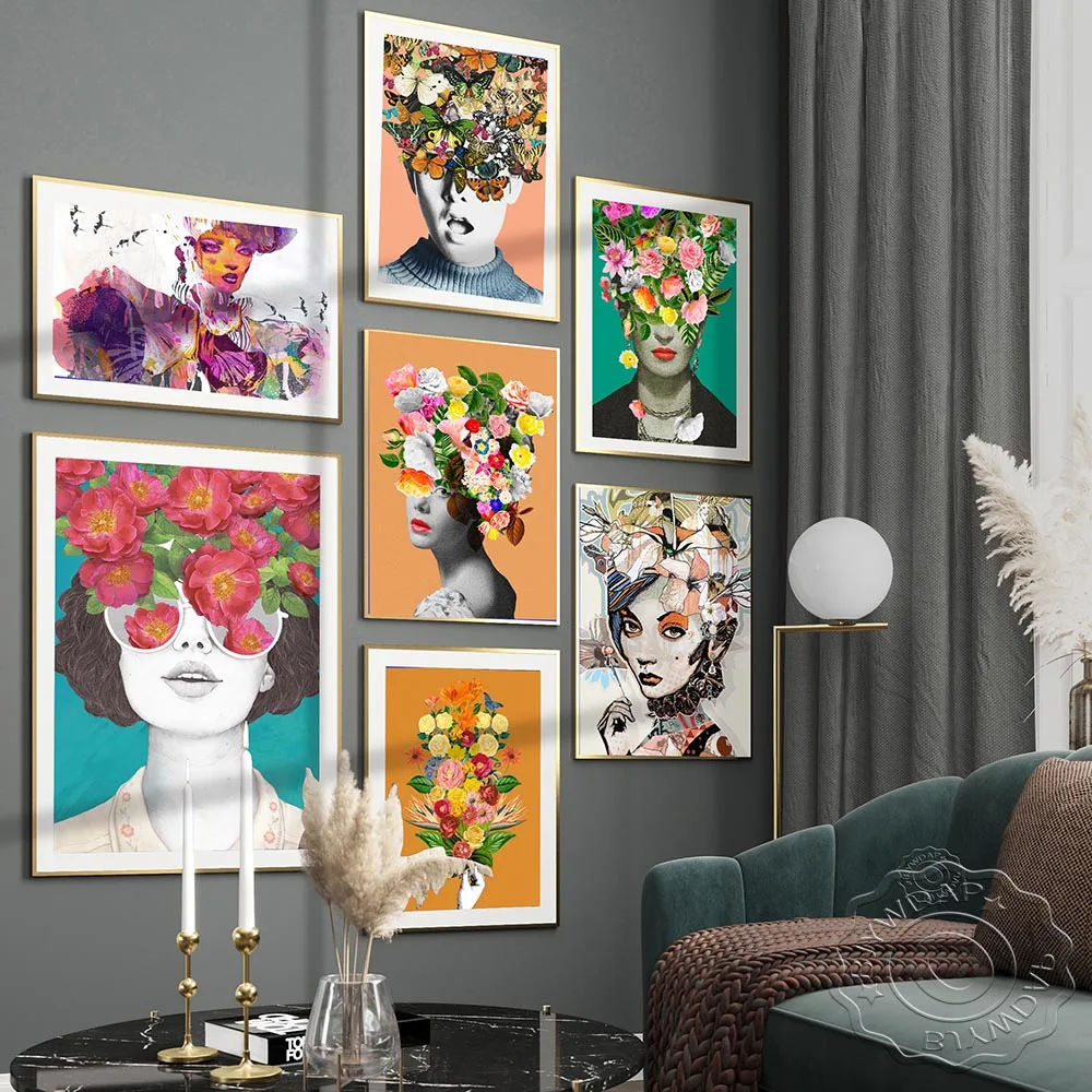 

Retro Colourful Woman Posters and Prints Vintage Wall Art Picture Canvas Painting for Nordic Style Living Room Home Decoration