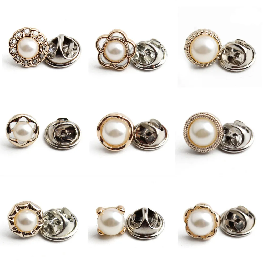 

Mini Metal Pearl Flower Brooch Button Crystal Safe Hijab Pins Shirt Collar Fashion Brooches Jewelry Gifts for Women Accessories