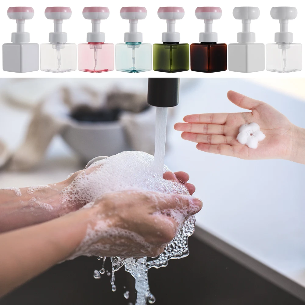 

250ML Cute Liquid Soap Bottle Dispenser 3D Flower Shape Foaming Refillable Bottle Flower Pump Head Lotions Cosmetic Empty Bottle