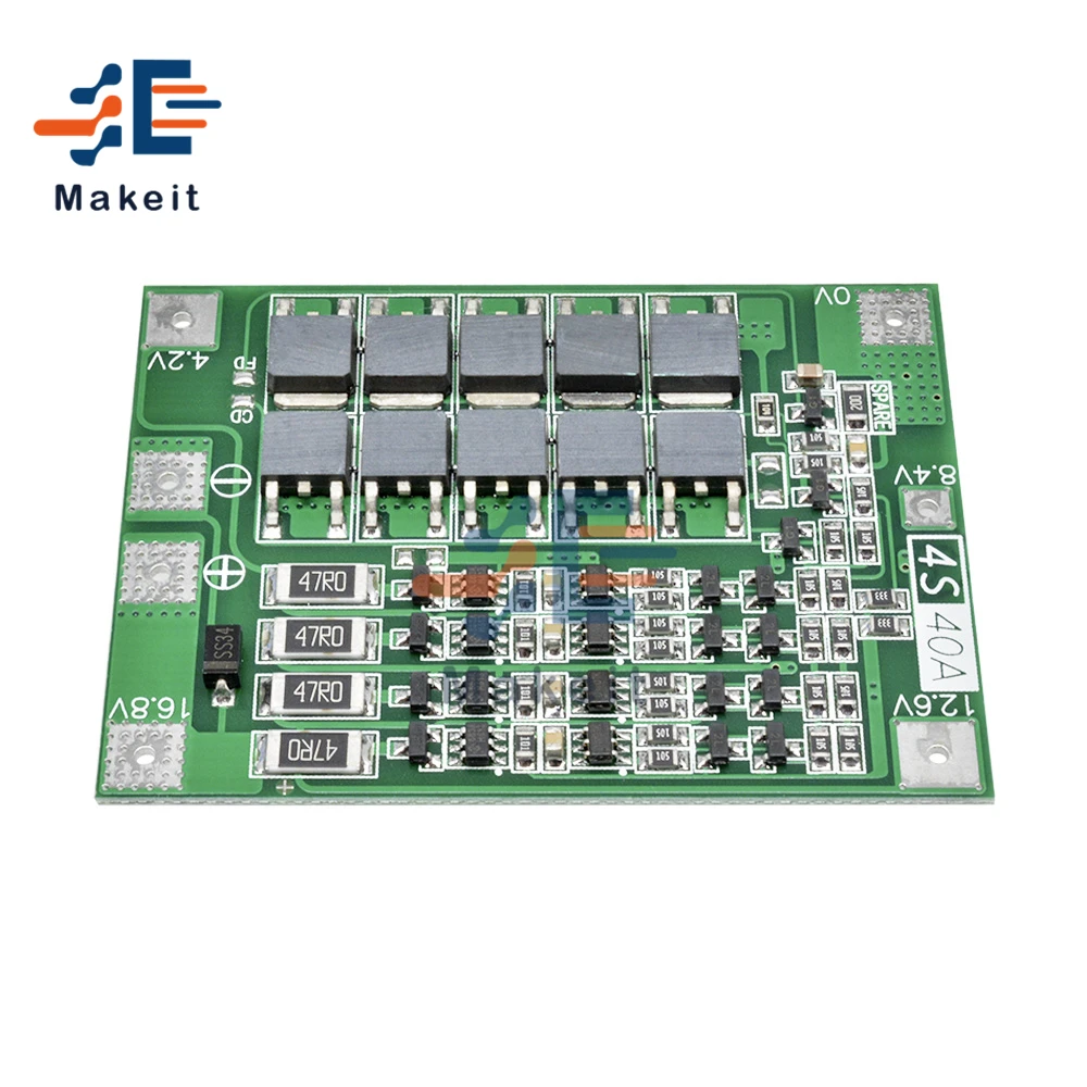 Защитная балансировочная Плата smart BMS 3S 4S 40 А 60 12 В 48 18650 для литий-ионных литиевых