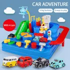 Мультяшный инерционный раздвижной автомобиль, разбивающийся через барьеры, приключения, модель автомобиля, игрушка для раннего развития детей